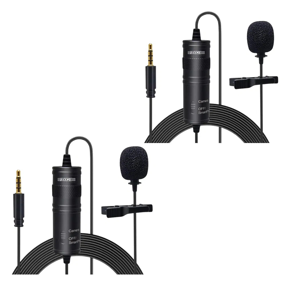 5 Core Professional Omnidirectional Lavalier Microphone 3.5mm Clip-On Lapel Mic For Smartphone DSLR Camera PC Interview Video Camcorders Audio Recorder Cm 001
