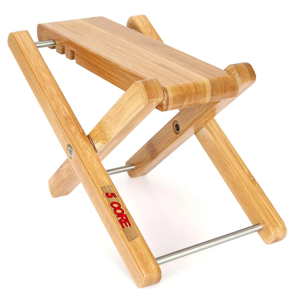5 Core Guitar Foot Stool 3 Level Adjustable Leg Rest Non Slip Portable Wood Classical Footrest