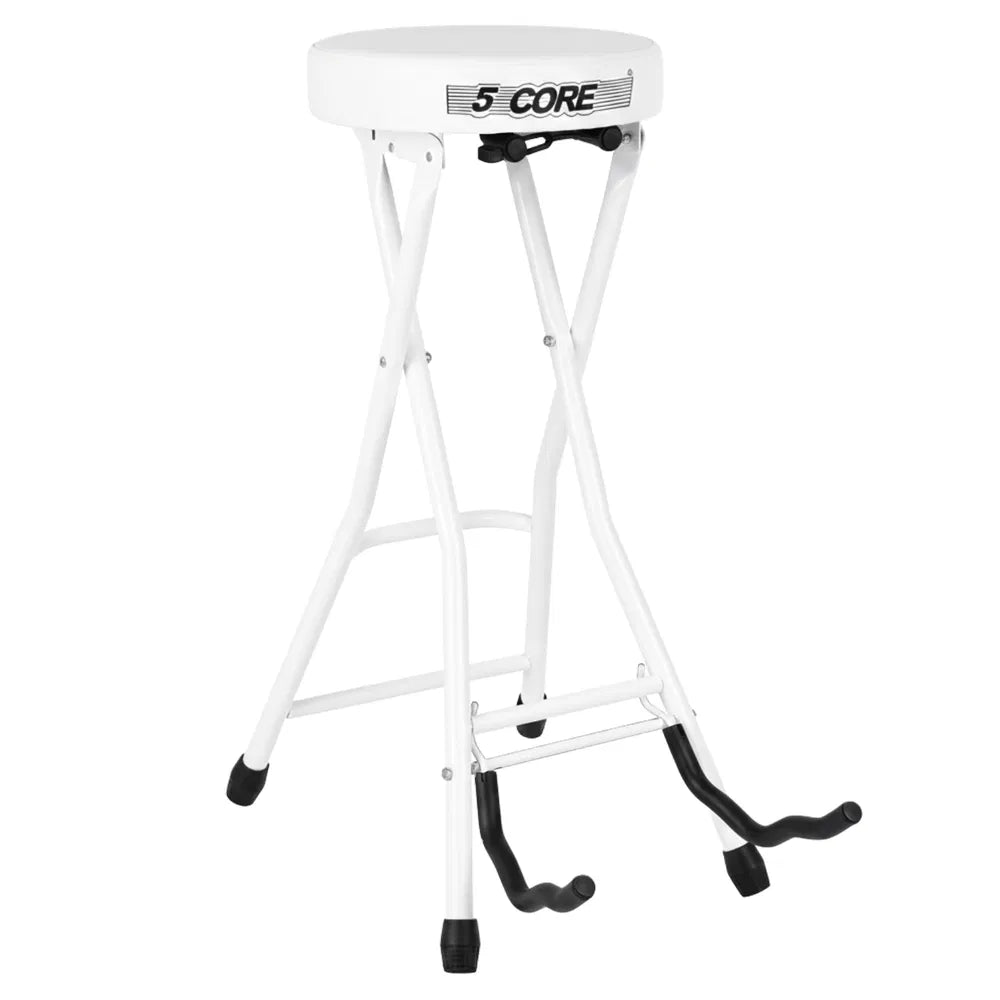 5Core Guitar Stool 3.15" Padded Chair Foldable Heavy Duty Music Seat Built In Foot Rest Guitar Stand