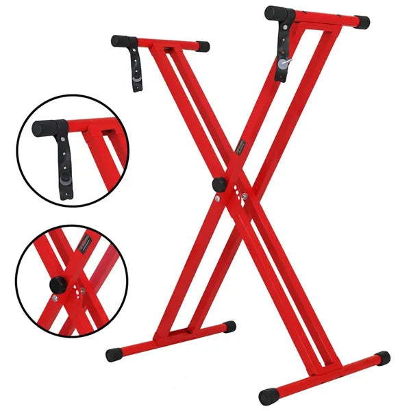 5 Core Keyboard Stand Dual X Shape Adjustable Foldable Portable Key Board Stands W Locking Strap
