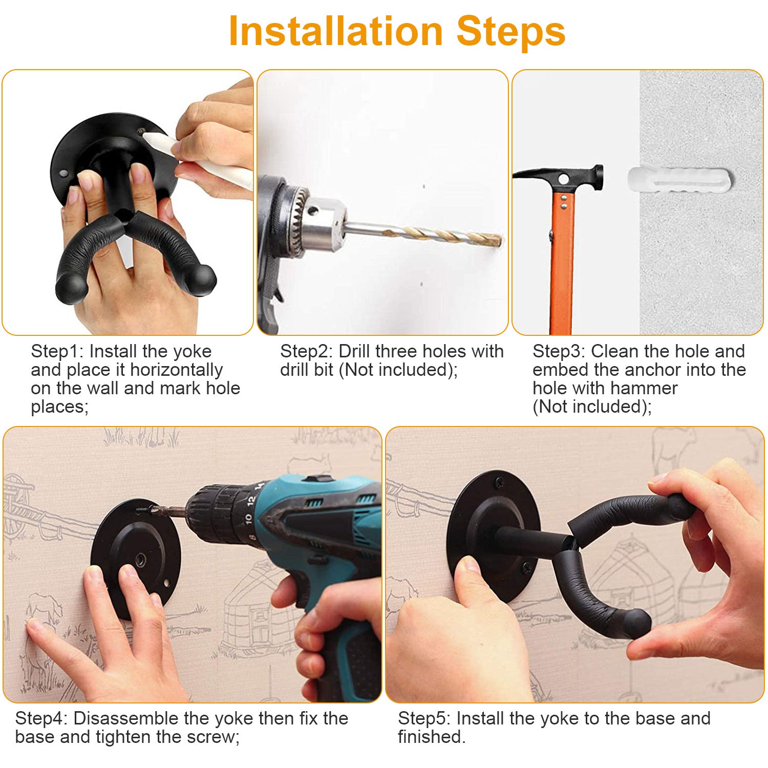 Premium Guitar Wall Mount Hanger - Padded Steel Bracket for Electric & Acoustic Guitars