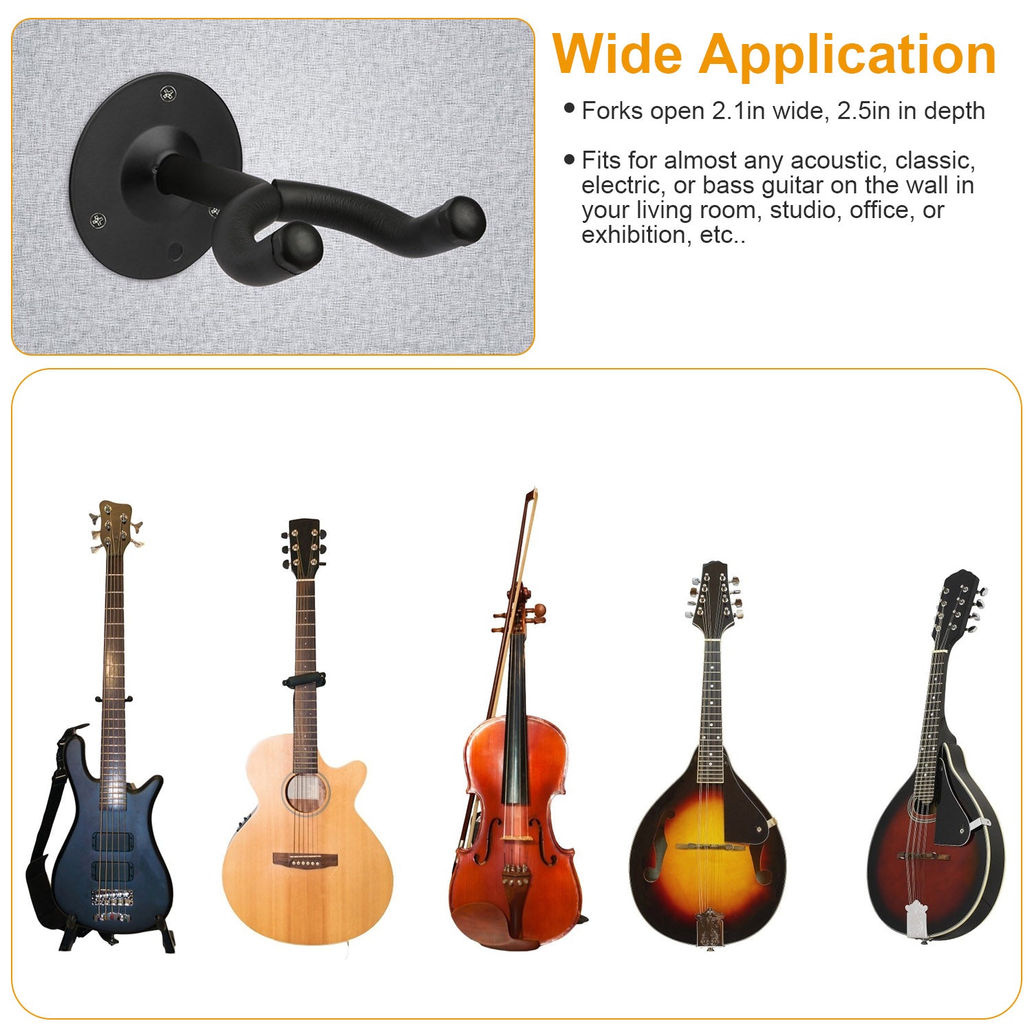 Premium Guitar Wall Mount Hanger - Padded Steel Bracket for Electric & Acoustic Guitars