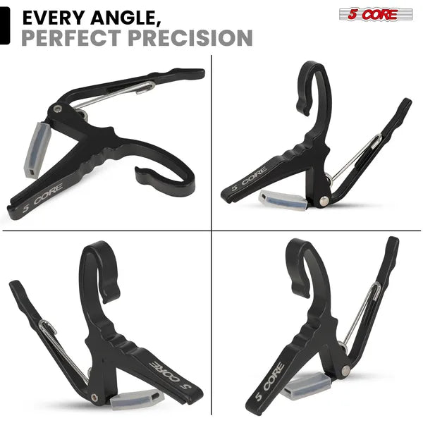 5Core Capo Acoustic Electric Guitar String Clip Banjo Mandolin Or Ukulele + 6Pcs Guitar Picks Celluloid Puas Para Guitarra + Carry Bag - CAPO AL BLU