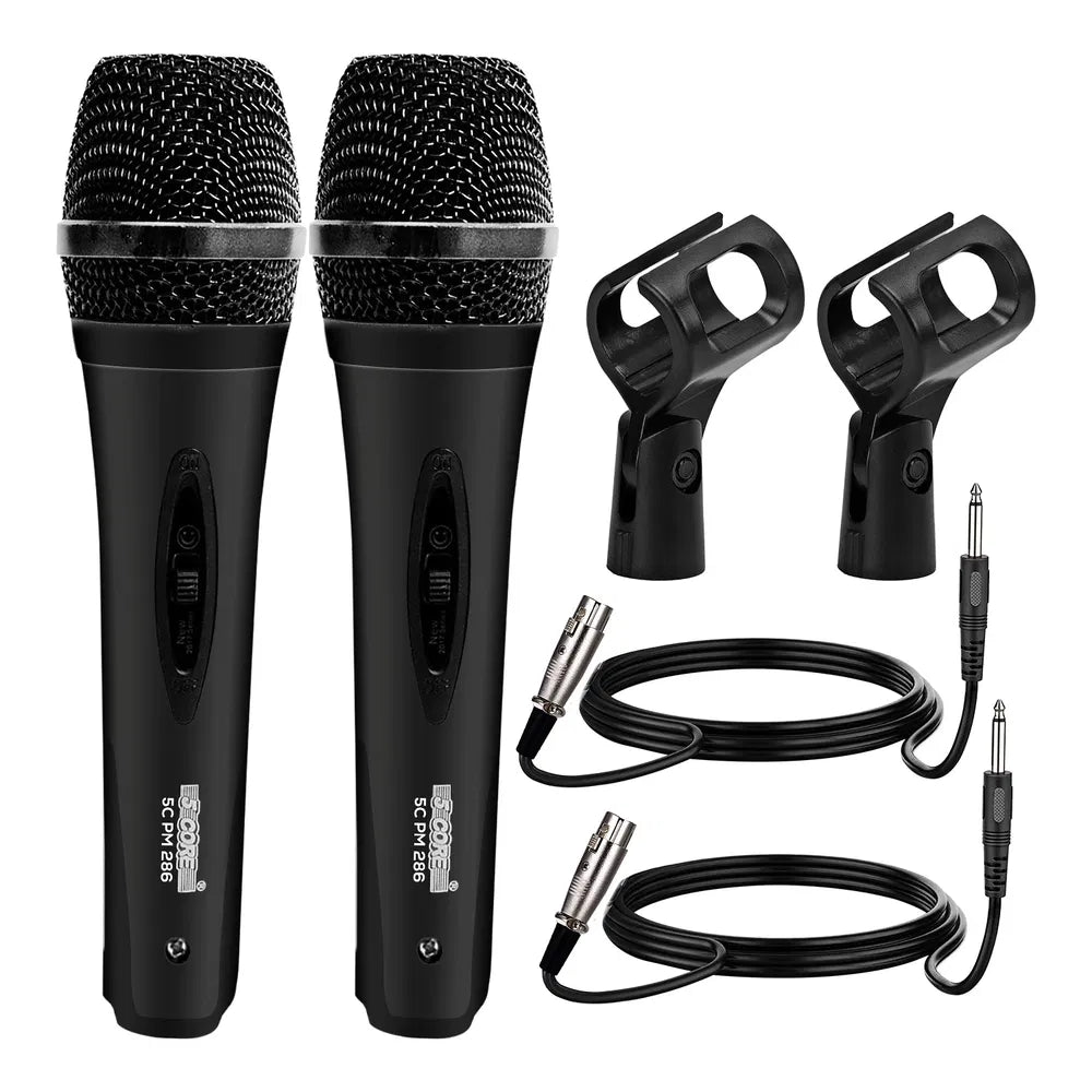 5 CORE Microphone Dynamic Vocal Handheld Mic Cardioid Unidirectional Microfono W On Off Switch + XLR Audio Cable For Singing Karaoke Public Speaking & Parties - PM-286