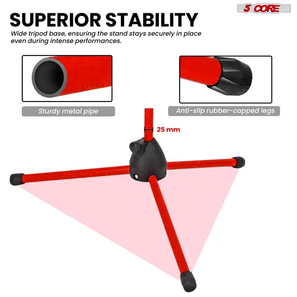 5 Core Mic Stand 2Pcs Floor Height Adjustable Tripod Microphone Stands W Telescoping Boom Arm