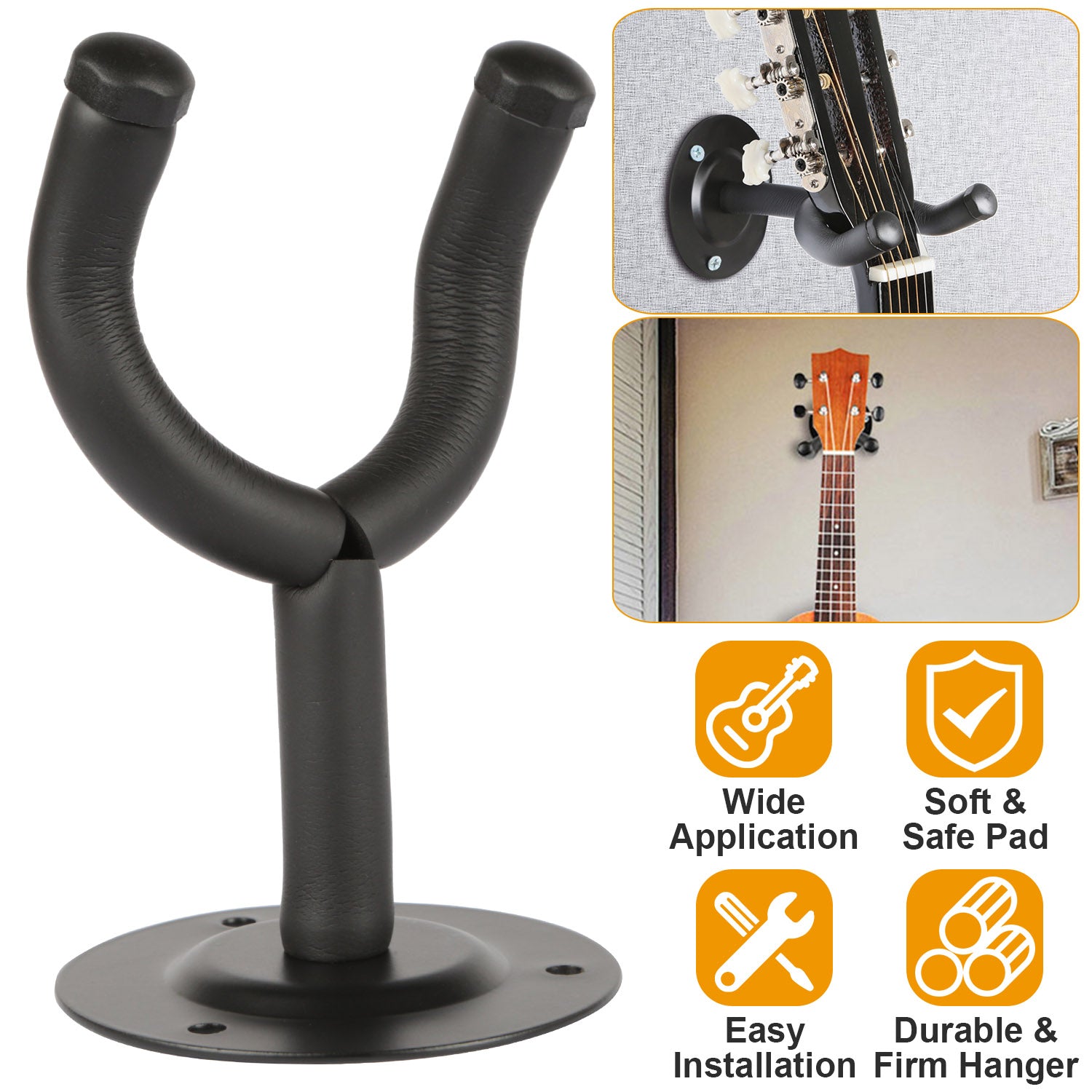 Premium Guitar Wall Mount Hanger - Padded Steel Bracket for Electric & Acoustic Guitars