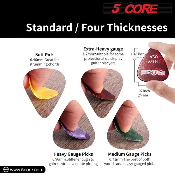 5Core Guitar Picks 12Pcs 0.96mm Celluloid Heavy Gauge Pick For Acoustic Electric Bass Guitar Natural Feel Warm Tone Puas Para Guitarra - G PICK H R 12PK