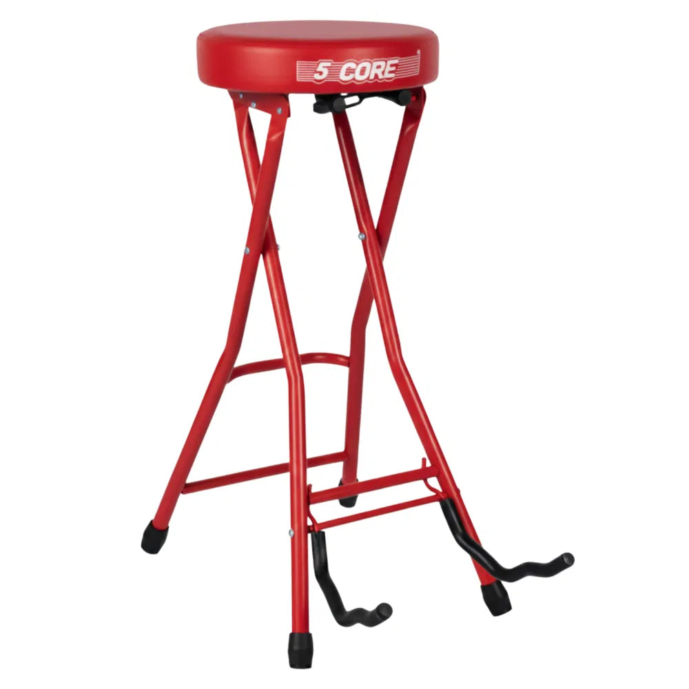5Core Guitar Stool 3.15" Padded Chair Foldable Heavy Duty Music Seat Built In Foot Rest Guitar Stand